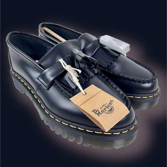 Dr. Martens Shoes - Doc Marten’s Adrian Bex Tassel Loafers Kiltie Black Leather Uni-Sex 9 Women NEW